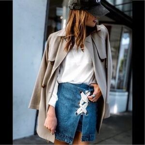 Anthropologie 3 X 1 Lace Up Denim Jean Pleated Mini Skirt Size Medium